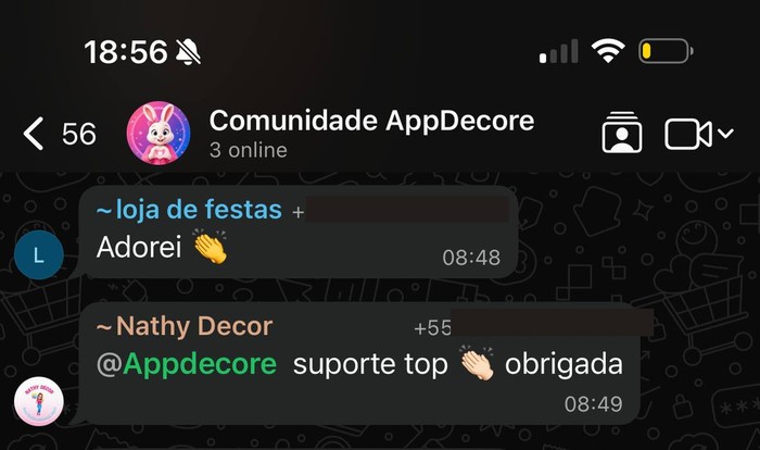 Depoimento da Nathy Decor sobre o AppDecore no WhatsApp